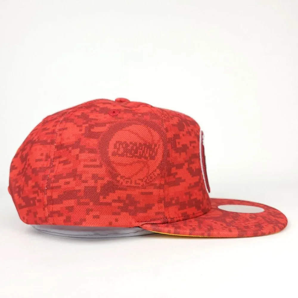 Houston‎ Rockets  Mitchell & Ness NBA Snapback Hat 3D Logo Red Digi Camo Cap NWT